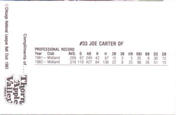 1983 Thorn Apple Valley Chicago Cubs #NNO Joe Carter Back