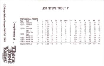 1983 Thorn Apple Valley Chicago Cubs #NNO Steve Trout Back