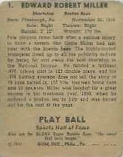 1941 Play Ball #1 Eddie Miller Back
