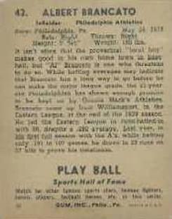 1941 Play Ball #43 Al Brancato Back