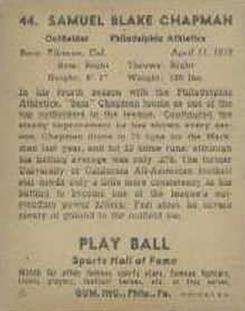 1941 Play Ball #44 Sam Chapman Back