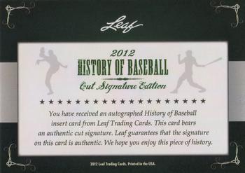 2012 Leaf Cut Signature History of Baseball #NNO Duffy Dyer Back