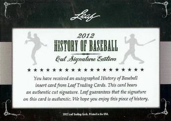 2012 Leaf Cut Signature History of Baseball #NNO Bill James Back