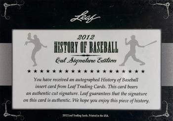 2012 Leaf Cut Signature History of Baseball #NNO Frank Thomas Back