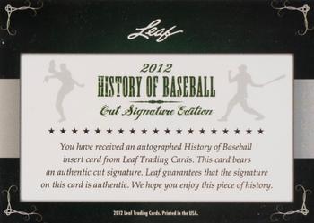 2012 Leaf Cut Signature History of Baseball #NNO Juan Marichal Back