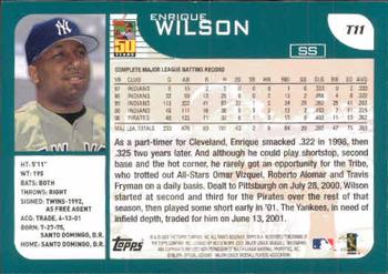 2001 Topps Traded & Rookies #T11 Enrique Wilson Back
