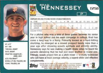 2001 Topps Traded & Rookies #T256 Brad Hennessey Back