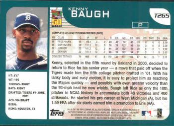 2001 Topps Traded & Rookies #T265 Kenny Baugh Back