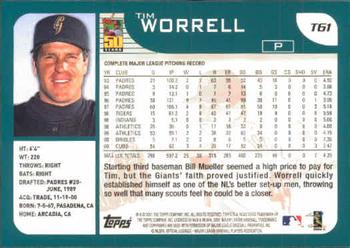 2001 Topps Traded & Rookies #T61 Tim Worrell Back