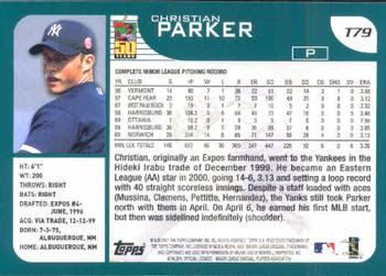 2001 Topps Traded & Rookies #T79 Christian Parker Back
