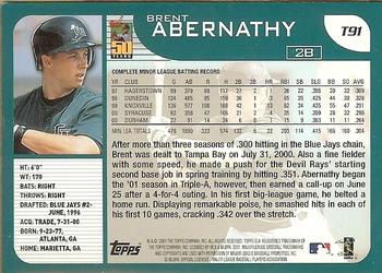 2001 Topps Traded & Rookies #T91 Brent Abernathy Back