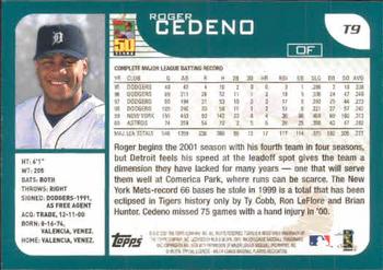 2001 Topps Traded & Rookies #T9 Roger Cedeno Back