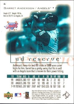 2001 UD Reserve #6 Garret Anderson Back