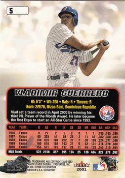 2001 Ultra #5 Vladimir Guerrero Back
