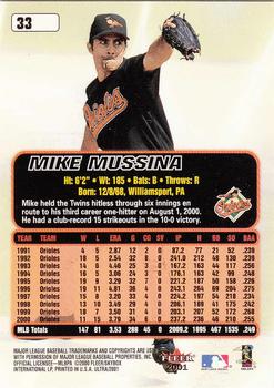 2001 Ultra #33 Mike Mussina Back