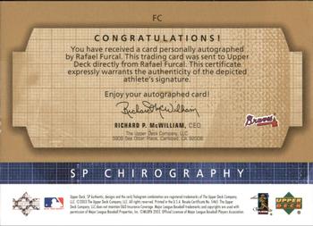 2003 SP Authentic - Chirography Gold #FC Rafael Furcal Back
