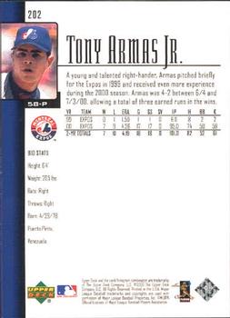 2001 Upper Deck #202 Tony Armas Jr. Back
