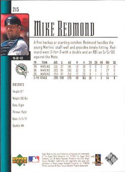 2001 Upper Deck #215 Mike Redmond Back