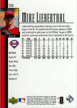 2001 Upper Deck #235 Mike Lieberthal Back