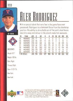 2001 Upper Deck #333 Alex Rodriguez Back