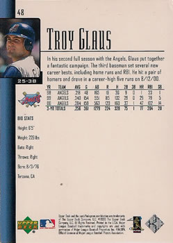 2001 Upper Deck #48 Troy Glaus Back