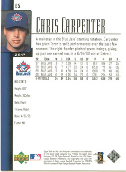 2001 Upper Deck #65 Chris Carpenter Back