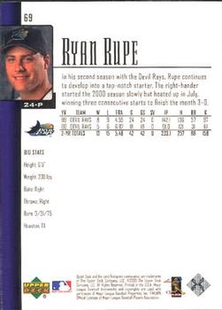 2001 Upper Deck #69 Ryan Rupe Back