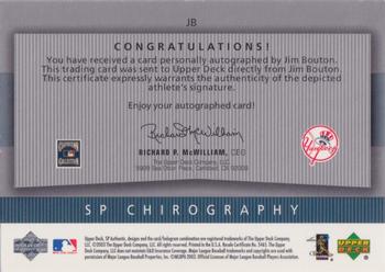 2003 SP Authentic - Chirography Yankees Stars Silver #JB Jim Bouton Back