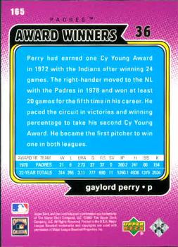 2001 Upper Deck Decade 1970's #165 Gaylord Perry Back