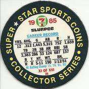 1985 7-Eleven Super Star Sports Coins: East Region #XI JH Bill Madlock Back