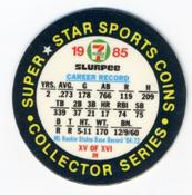 1985 7-Eleven Super Star Sports Coins: East Region #XV JH Juan Samuel Back