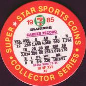 1985 7-Eleven Super Star Sports Coins: Great Lakes Region #III AC Dave Winfield Back