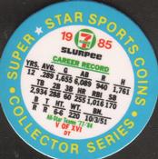 1985 7-Eleven Super Star Sports Coins: Southeast Region #V DT Dave Winfield Back