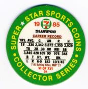 1985 7-Eleven Super Star Sports Coins: West Region #VI DH Rod Carew Back
