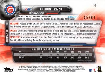 2017 Bowman - Green #36 Anthony Rizzo Back