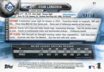 2017 Bowman - Gold #37 Evan Longoria Back