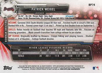 2017 Bowman - Prospects #BP74 Patrick Weigel Back