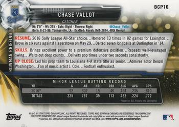 2017 Bowman - Chrome Prospects #BCP10 Chase Vallot Back