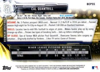 2017 Bowman - Chrome Prospects #BCP55 Cal Quantrill Back