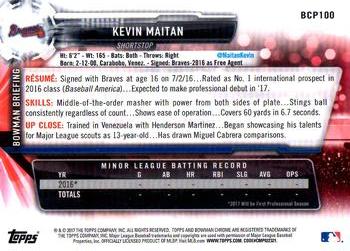 2017 Bowman - Chrome Prospects #BCP100 Kevin Maitan Back