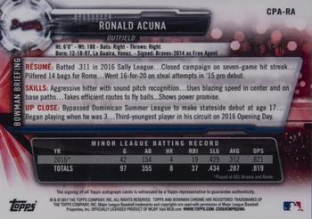 2017 Bowman - Chrome Prospect Autographs #CPA-RA Ronald Acuna Back