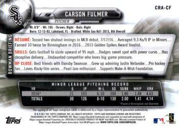 2017 Bowman - Chrome Rookie Autographs #CRA-CF Carson Fulmer Back