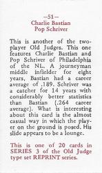 1986 Fritsch 1887-90 Old Judge (N172) (Reprint) #51 Charlie Bastian / Pop Schriver Back