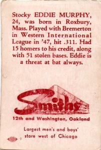 1948 Smith's Oakland Oaks #24 Eddie Murphy Back