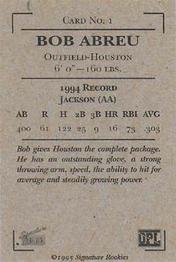 1995 Signature Rookies Old Judge - T-95 Series Authentic Signature Promos #1 Bob Abreu Back