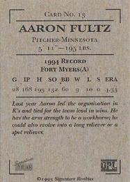 1995 Signature Rookies Old Judge - T-95 Series Authentic Signature Promos #13 Aaron Fultz Back