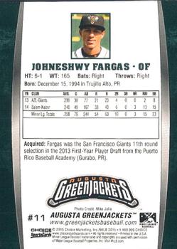 2015 Choice Augusta GreenJackets #11 Johneshwy Fargas Back