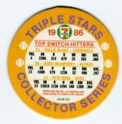 1986 7-Eleven Triple Stars Coins: Southeast Region #XVI Willie McGee / Jerry Mumphrey / Pete Rose Back