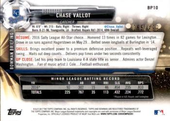 2017 Bowman - Prospects Silver #BP10 Chase Vallot Back