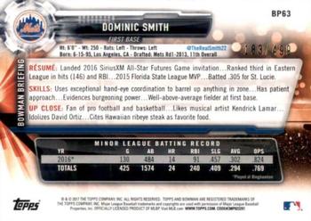 2017 Bowman - Prospects Silver #BP63 Dominic Smith Back